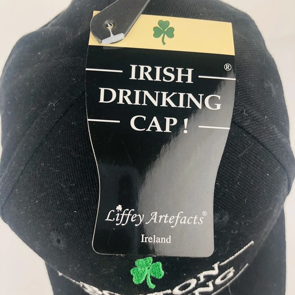 Boston Drinking Cap Strapback Hat Bottle Opener Liffey Irish Ireland Black NWT